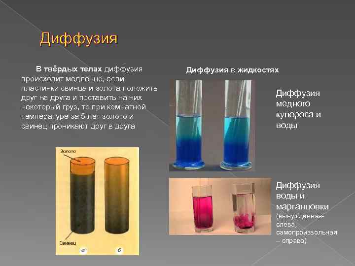 В каких телах диффузия происходит быстрее