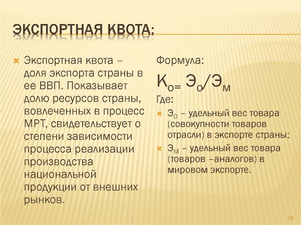 Экспортные ограничения и квоты  1 – Студенты России